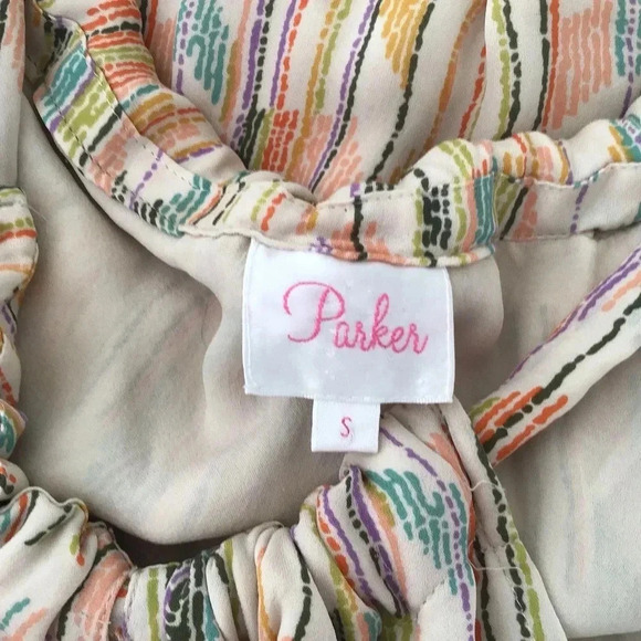 Parker Georgette silk halter maxi dress chevron Size S - Picture 9 of 12